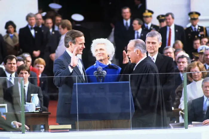 Framed Print : George Bush Taking Oath of Office Framed Print : George Bush Taking Oath of Office