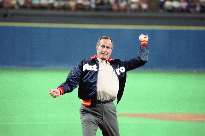 Framed Print : George Bush Throwing Baseball Framed Print : George Bush Throwing Baseball