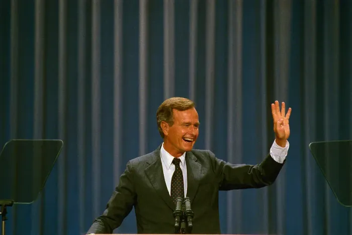 Framed Print : George Bush Waving and Smiling