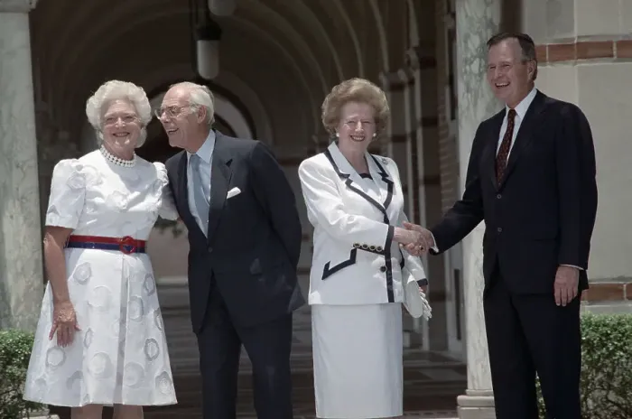 Framed Print : George Bush Welcomes Margaret Thatcher Framed Print : George Bush Welcomes Margaret Thatcher