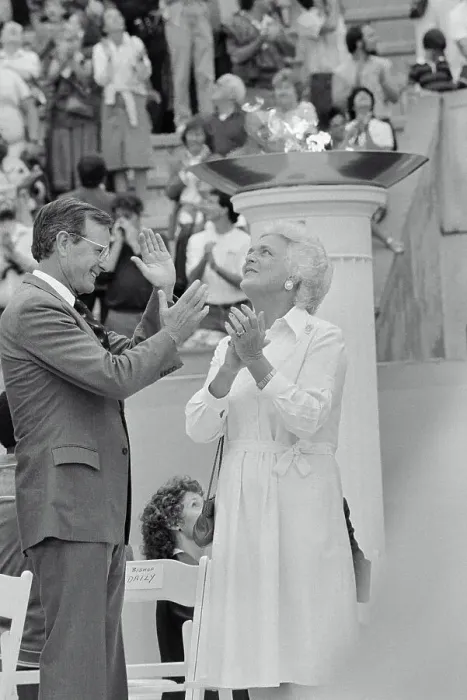 Framed Print : George Bush and Wife Applauding Framed Print : George Bush and Wife Applauding
