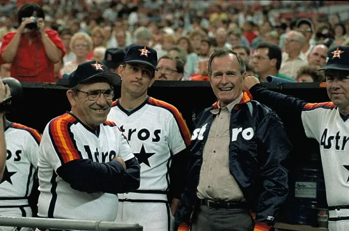 Framed Print : George Bush and Yogi Berra Smiling Framed Print : George Bush and Yogi Berra Smiling