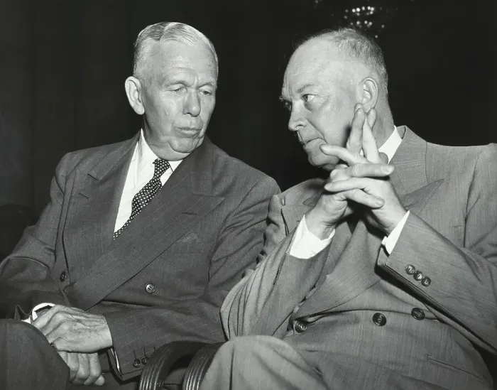 Framed Print : George C. Marshall and Dwight Eisenhower Conversing Framed Print : George C. Marshall and Dwight Eisenhower Conversing