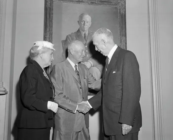 Framed Print : George C. Marshall Shaking Hands with Dwight Eisenhower Framed Print : George C. Marshall Shaking Hands with Dwight Eisenhower
