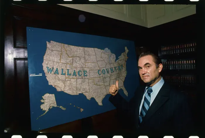 Framed Print : George C. Wallace Pointing to Map Framed Print : George C. Wallace Pointing to Map