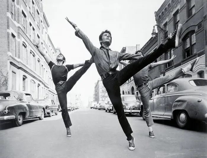 Framed Print : George Chakiris and Dancers Performing in Street