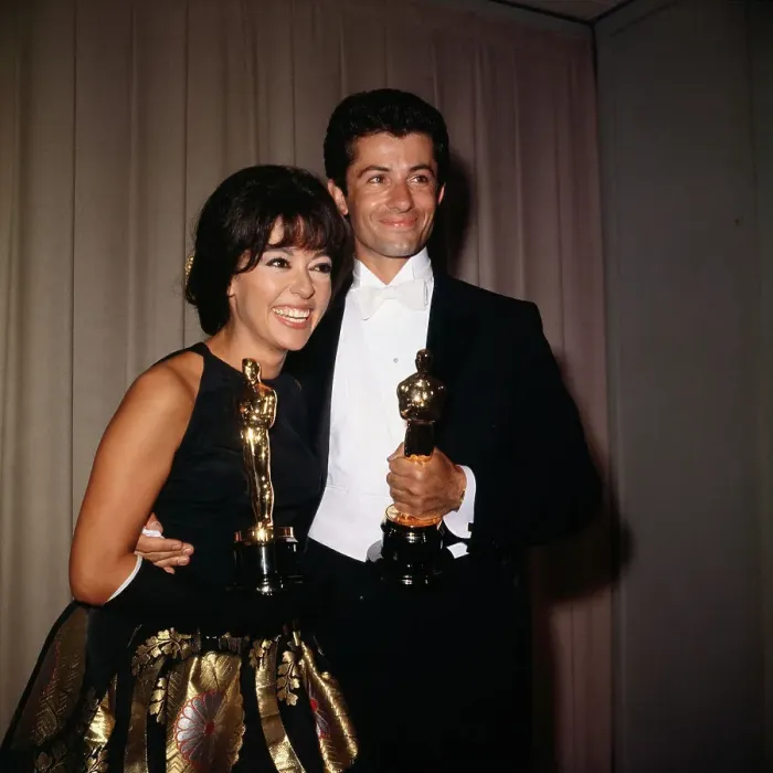 Framed Print : George Chakiris and Rita Moreno Holding Oscars Framed Print : George Chakiris and Rita Moreno Holding Oscars