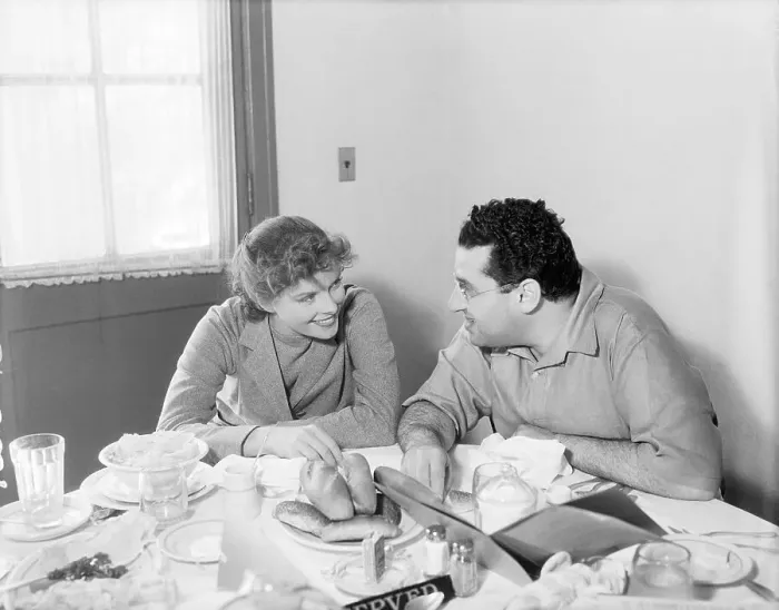 Framed Print : George Cukor and Kate Hepburn Lunching Framed Print : George Cukor and Kate Hepburn Lunching