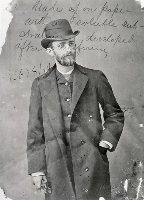 Framed Print : George Eastman as Model for New Film Framed Print : George Eastman as Model for New Film