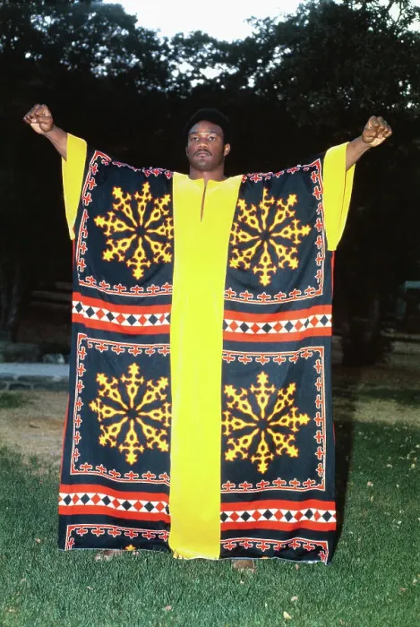 Framed Print : George Foreman Displaying African Robe