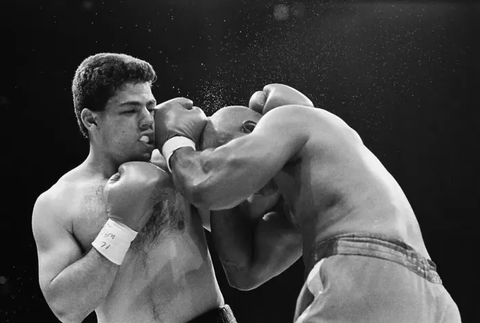 Framed Print : George Foreman Locked In with Carlos Hernandez Fight Framed Print : George Foreman Locked In with Carlos Hernandez Fight