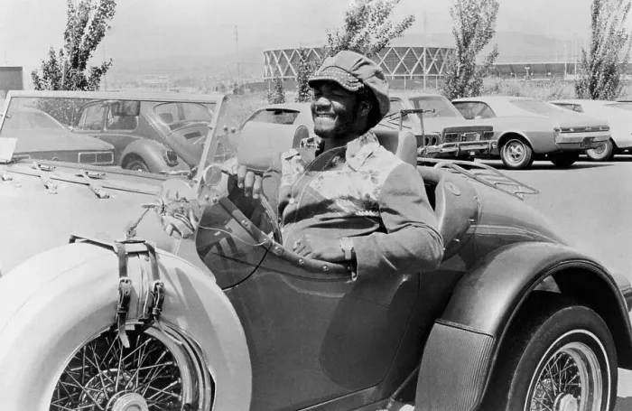 Framed Print : George Foreman Riding In Sports Car Framed Print : George Foreman Riding In Sports Car