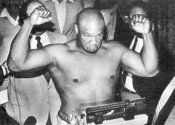 Framed Print : George Foreman Weighing In Before Fight Framed Print : George Foreman Weighing In Before Fight
