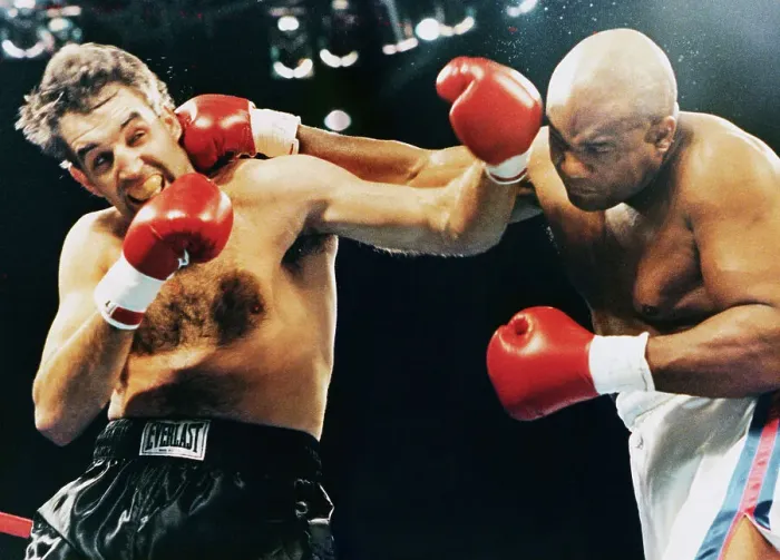 Framed Print : George Forman Punching Gerry Cooney Framed Print : George Forman Punching Gerry Cooney