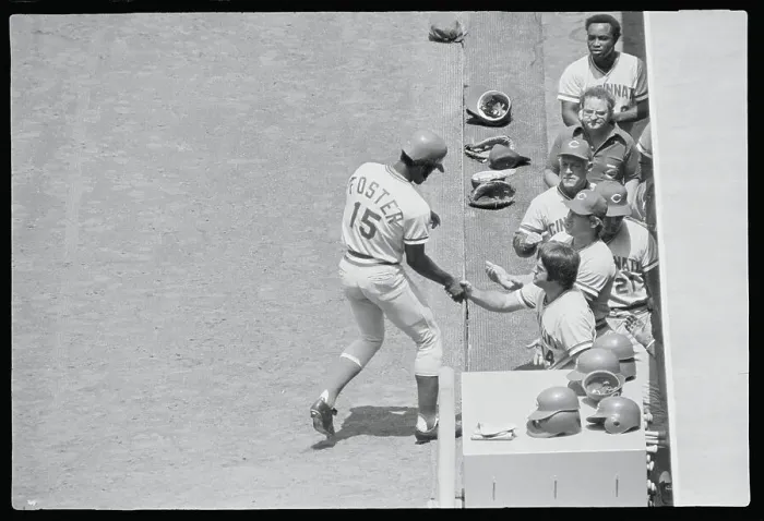 Framed Print : George Foster Giving Dusty Baker a Run for Baseball Framed Print : George Foster Giving Dusty Baker a Run for Baseball