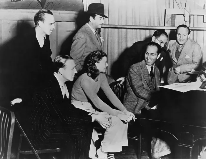 Framed Print : George Gerswhin Playing Piano on Set of Shall We Dance
