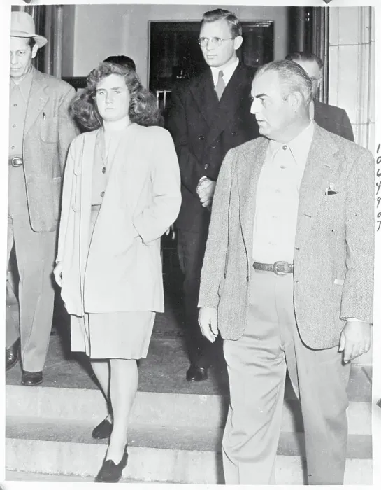 Framed Print : George Gollum and Beulah Overell Walking Out of Courtroom