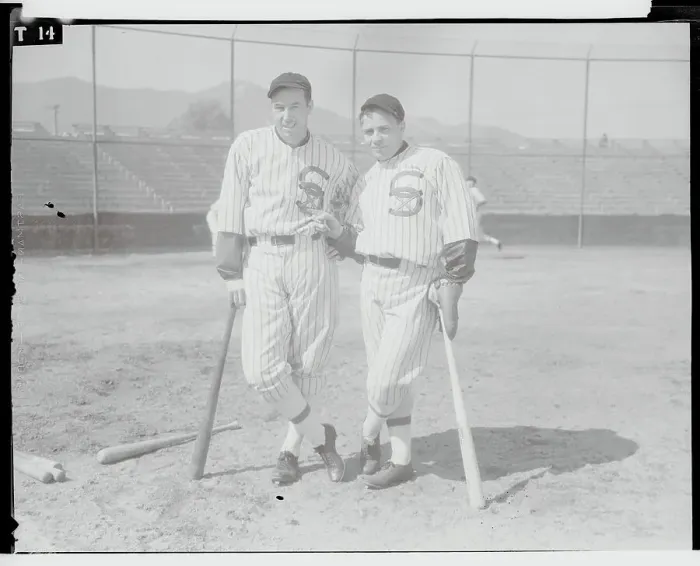 Framed Print : George Haas and Jimmy Dykes Posing on the Field Framed Print : George Haas and Jimmy Dykes Posing on the Field