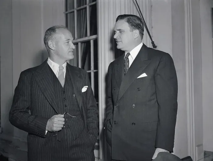 Framed Print : George Kennan Talking with James Webb Framed Print : George Kennan Talking with James Webb