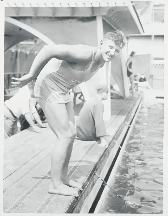 Framed Print : George Kojac Leaning over Pool Framed Print : George Kojac Leaning over Pool