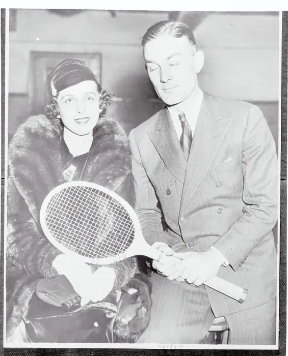 Framed Print : George Lott Jr. Posing With His Fiance and Holding Tennis Racket Framed Print : George Lott Jr. Posing With His Fiance and Holding Tennis Racket