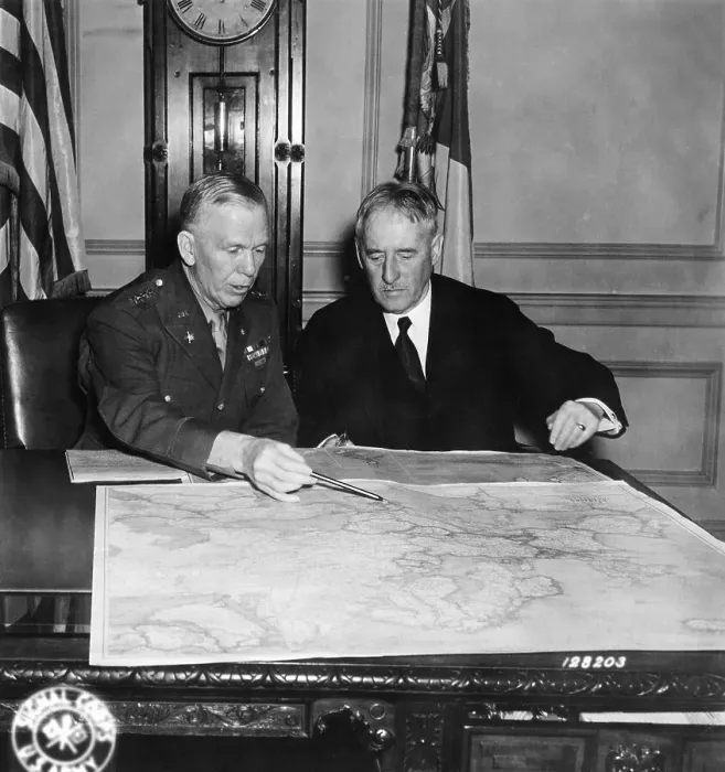 Framed Print : George Marshall and Henry Stimson Conversing Framed Print : George Marshall and Henry Stimson Conversing