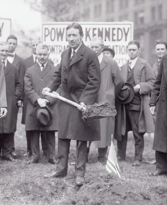 Framed Print : George McAneny Holding a Shovel