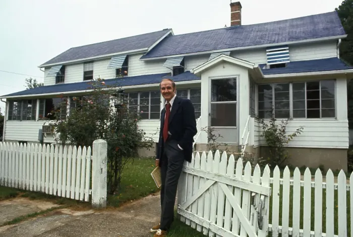Framed Print : George McGovern Posing Outside His Home Framed Print : George McGovern Posing Outside His Home