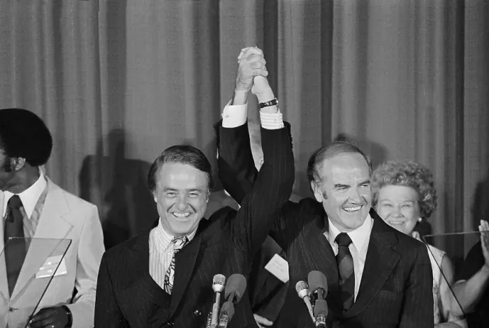 Framed Print : George McGovern and Sargent Shriver Holding Hands in Victory Framed Print : George McGovern and Sargent Shriver Holding Hands in Victory