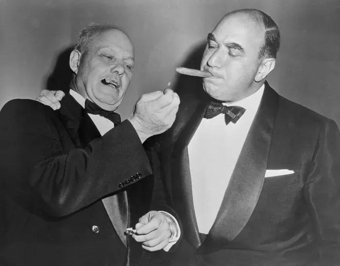 Framed Print : George Meany Lighting Cigar for William Zeckendorf Framed Print : George Meany Lighting Cigar for William Zeckendorf
