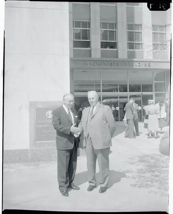 Framed Print : George Meany Shaking Hand With Albert Hayes Framed Print : George Meany Shaking Hand With Albert Hayes