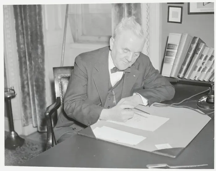 Framed Print : George Norris Contemplating Decision Framed Print : George Norris Contemplating Decision