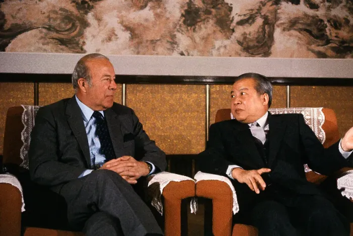 Framed Print : George Shultz Conferring with Prince Norodom Sihanouk Framed Print : George Shultz Conferring with Prince Norodom Sihanouk