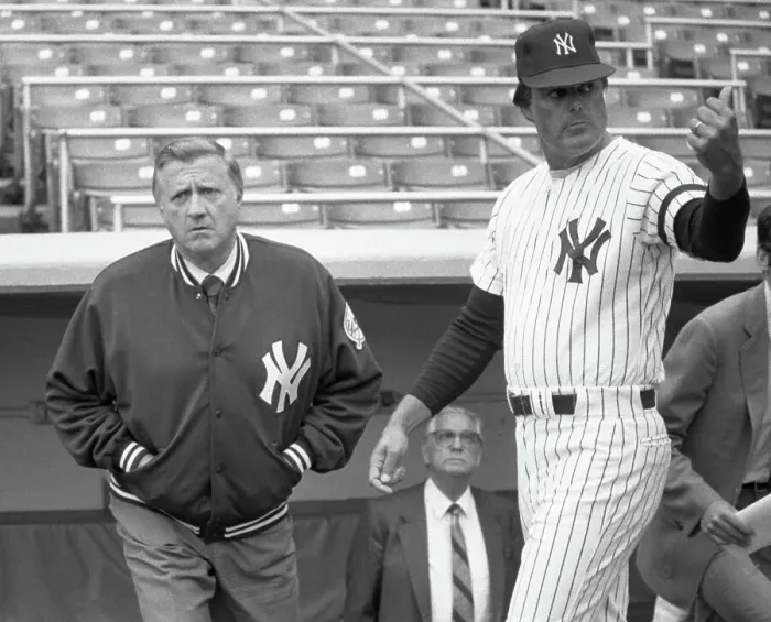 Framed Print : George Steinbrenner and Lou Piniella at Yankee Stadium