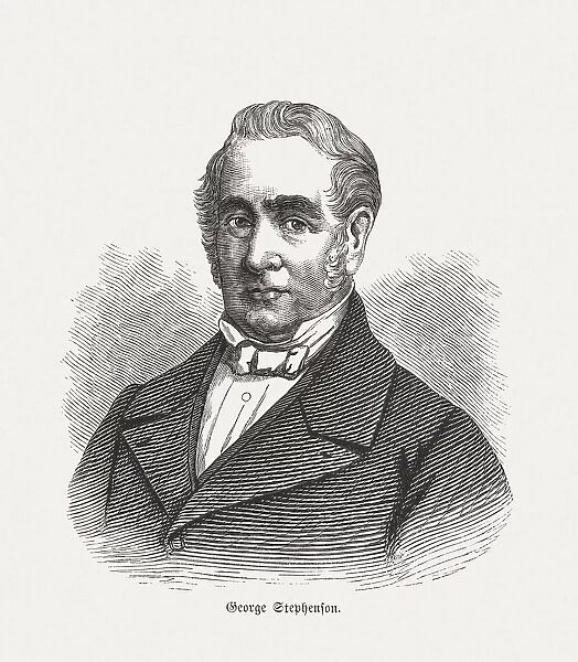 George Stephenson (1781-1848), wood engraving, published in 1880