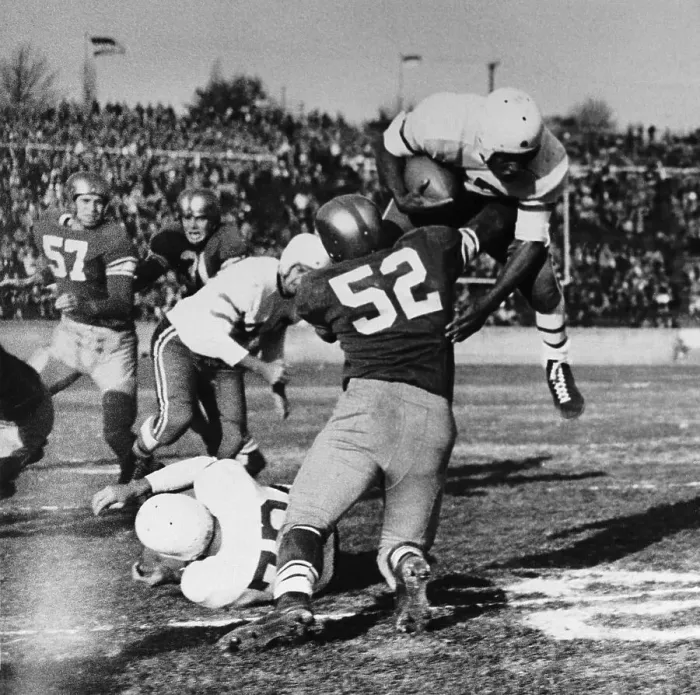 Framed Print : George Taliaferro Getting Tackled in Game Framed Print : George Taliaferro Getting Tackled in Game