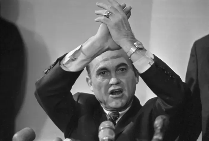 Framed Print : George Wallace with Hands Clasped Framed Print : George Wallace with Hands Clasped