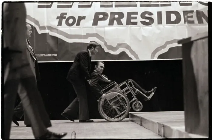 Framed Print : George Wallace Wheeled to Podium Framed Print : George Wallace Wheeled to Podium