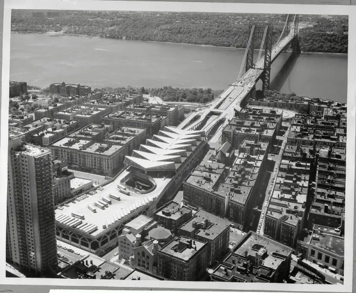 Framed Print : George Washington Bridge and Bus Station
