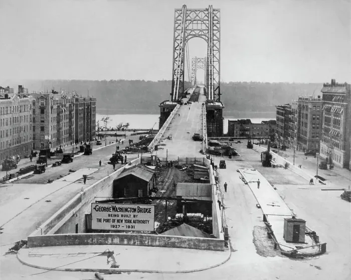 Framed Print : George Washington Bridge Under Construction Framed Print : George Washington Bridge Under Construction