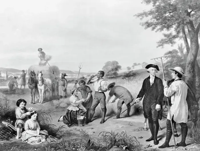 Framed Print : George Washington Conversing with Workers Framed Print : George Washington Conversing with Workers