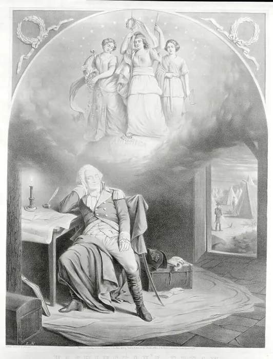 Framed Print : George Washington Dreaming in His Chair Framed Print : George Washington Dreaming in His Chair