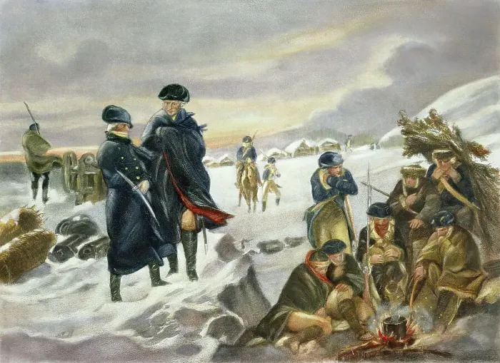 Framed Print : George Washington and Marquis Lafayette at Valley Forge after Alonzo Chappel