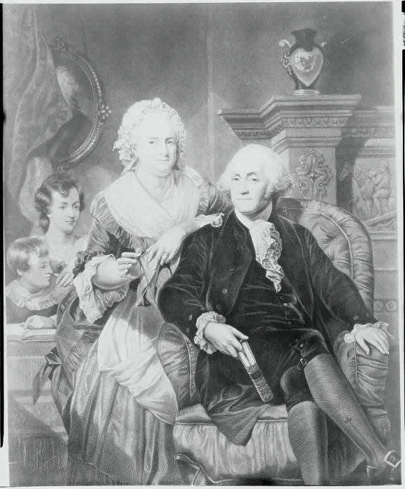 Framed Print : George Washington with Wife and Two Children