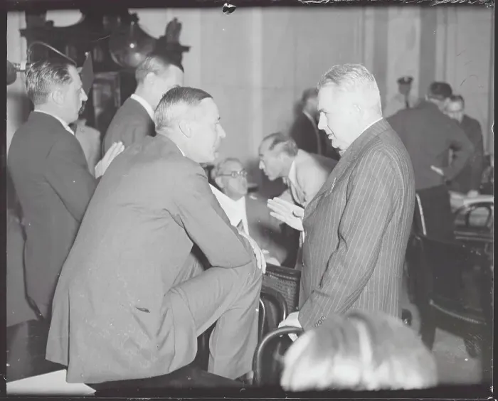 Framed Print : George Whitney and O.P. Van Sweringen