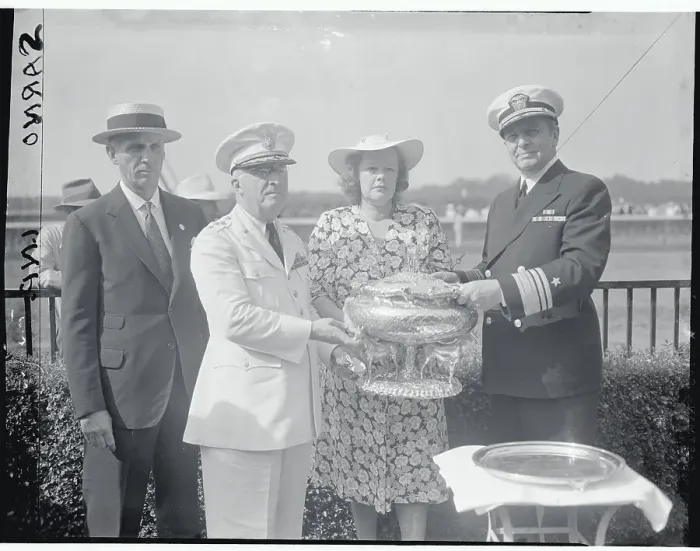 Framed Print : George Widener Presenting Winner with Award Framed Print : George Widener Presenting Winner with Award