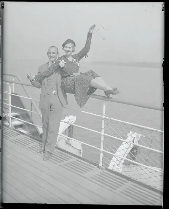 Framed Print : Georges Fontana and Anna Ludmila Posing Aboard Ship Framed Print : Georges Fontana and Anna Ludmila Posing Aboard Ship
