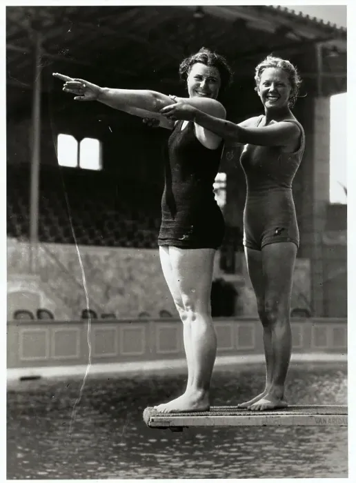 Framed Print : Georgia Coleman Gilson Giving Diving Lesson to Helen Hicks Framed Print : Georgia Coleman Gilson Giving Diving Lesson to Helen Hicks