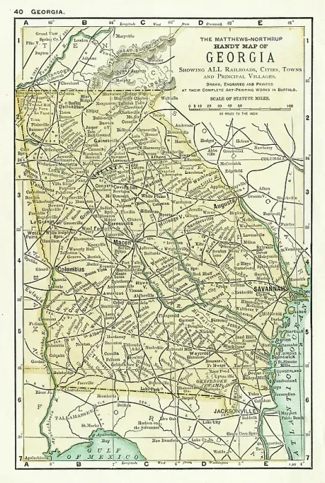 Framed Print : Georgia map 1898 Framed Print : Georgia map 1898