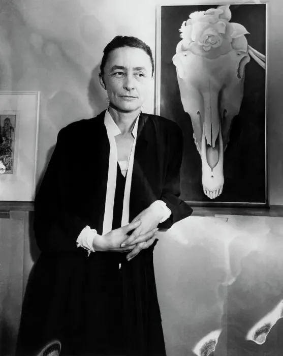 Framed Print : Georgia O'Keeffe at Exhibit of Her Work Framed Print : Georgia O'Keeffe at Exhibit of Her Work